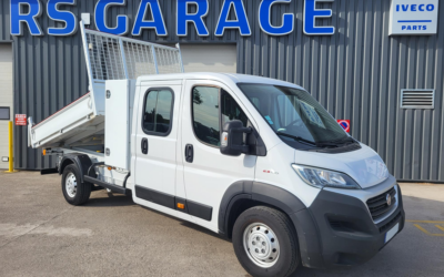 FIAT DUCATO CCB L3 MAXI 3T5 TRACTION ROUES SIMPLES 2.3 MJET 130 CV DOUBLE CABINE BENNE + COFFRE 07 PLACES avec ATTELAGE
